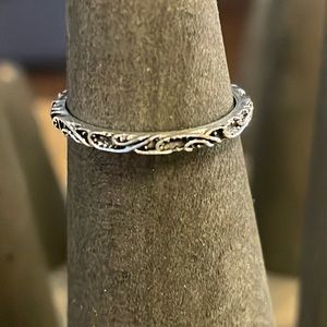Silver tone scroll ring